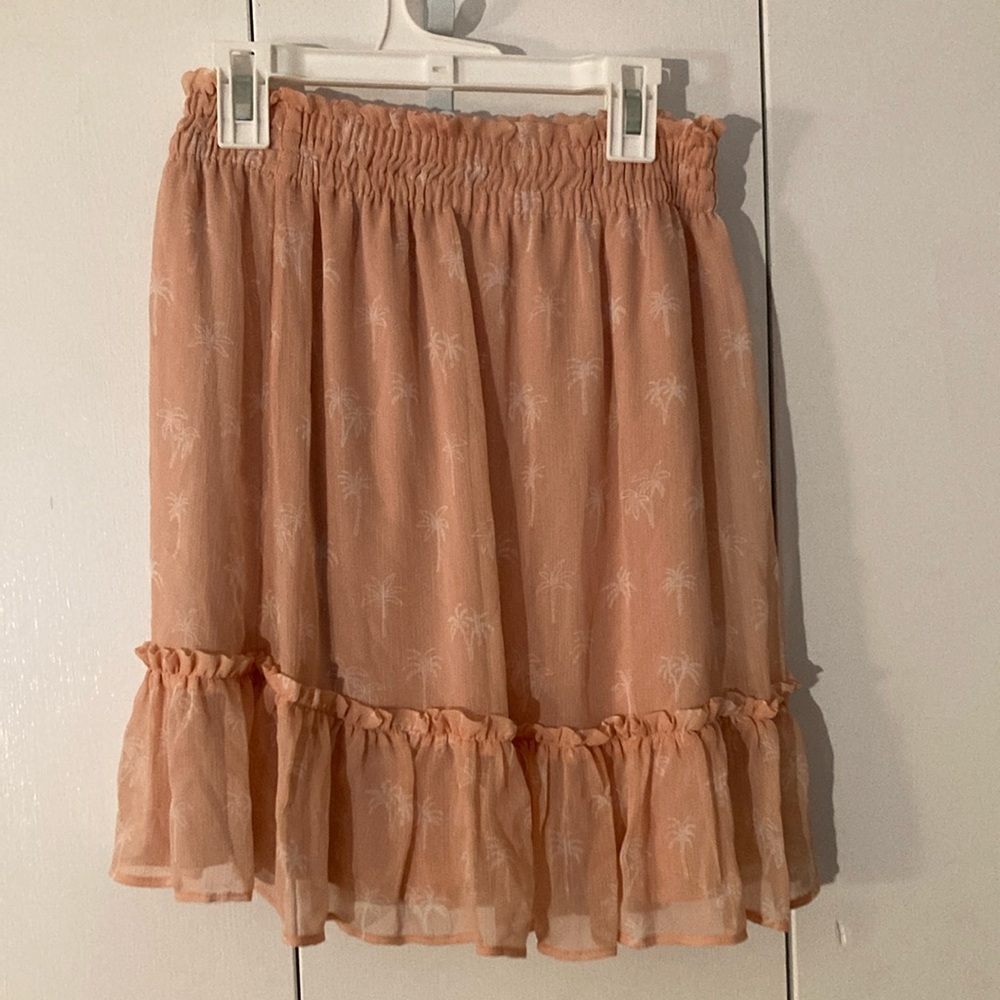 LC Lauren Conrad Orange Smocked Bubble Mini Skirt